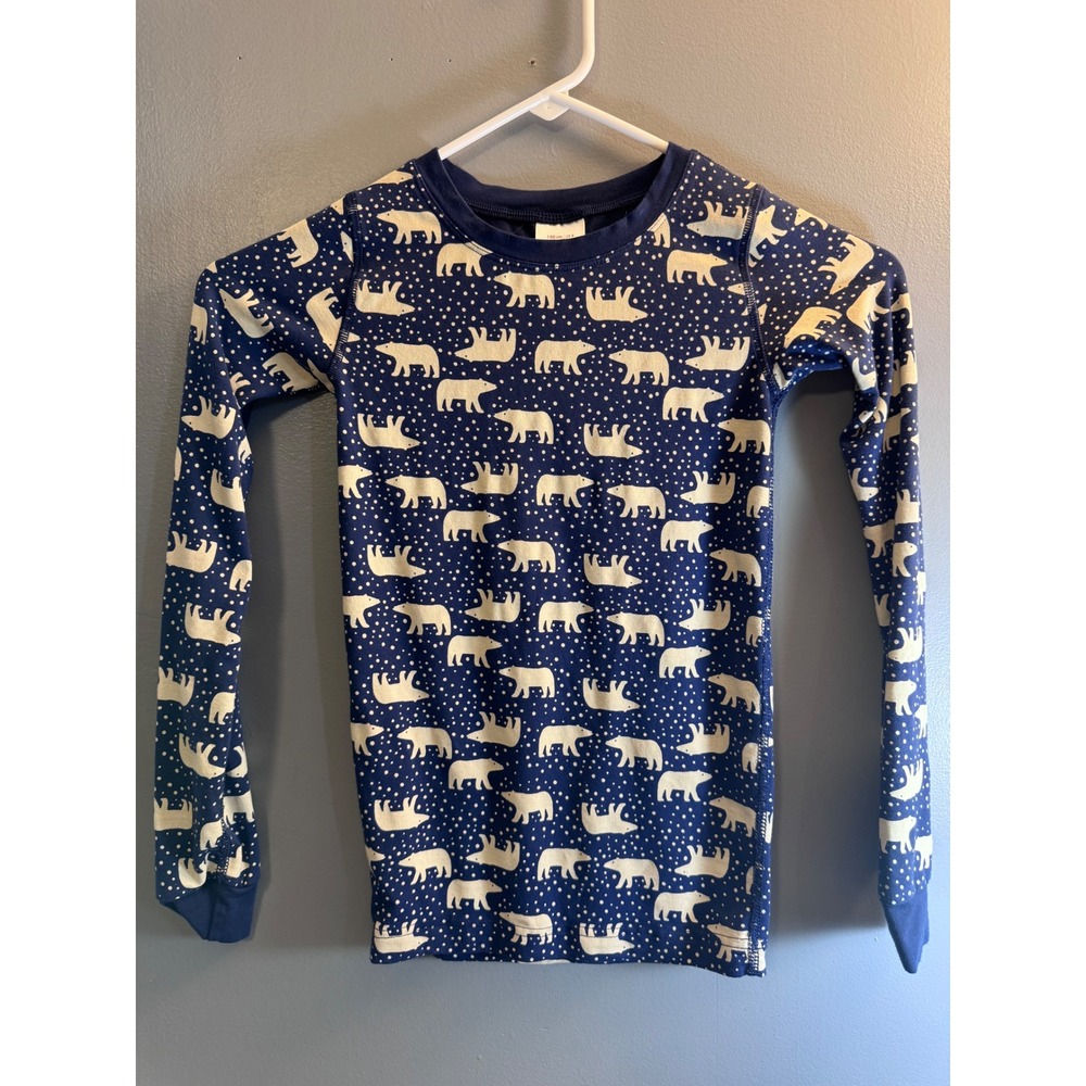 Hanna Andersson Kids Navy Polar Bear Pajama Top Tencel Lyocell Size 130 US 8